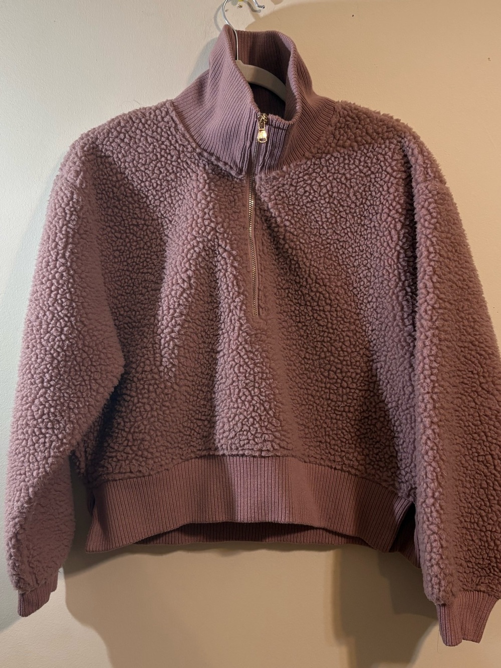Philosophy Sherpa pullover Women’s medium Rose Mauve 1/4 Zip mock turtleneck